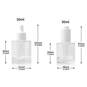 China Serum Oil Dropper Glass Bottle Push Pump Clear Pipette 50ml wholesale