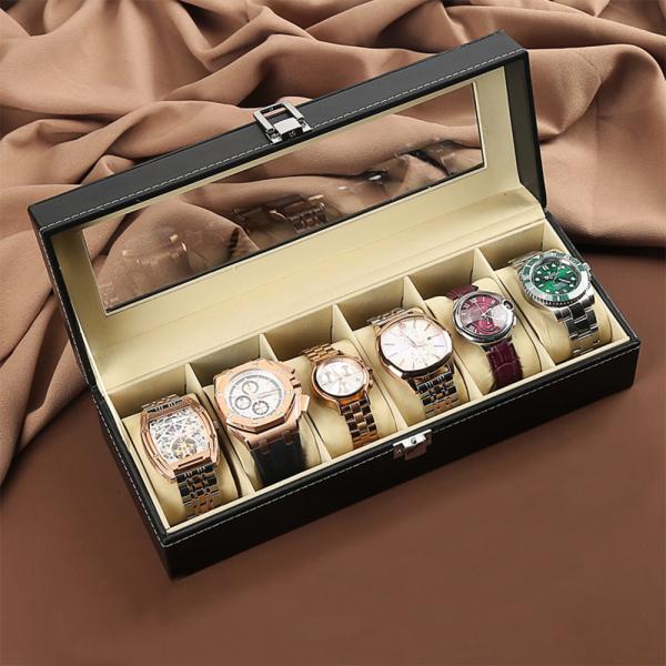 Luxury 6 Slot Watch and Bracelet Storage Box Elegant Organizer Display Case for Valuables and Fine Jewelry Collections