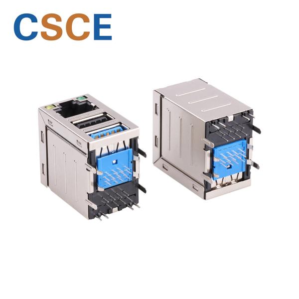 Quality Industrial Dual Deck RJ45 To USB Connector Voltage Rating 30V Max Customized Color for sale
