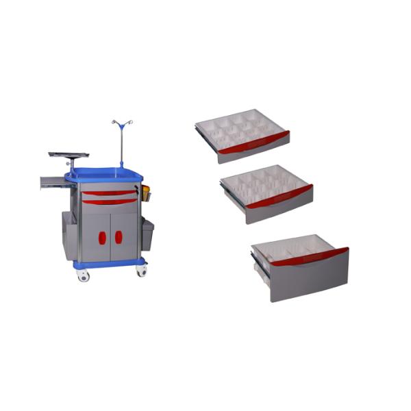 Mobile Emergency Crash Medical Trolley Hospital Equipment With 5 Drawers