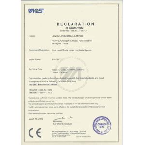 SINCERY AESTHETIC EQUIPMENT COMPANY Certifications