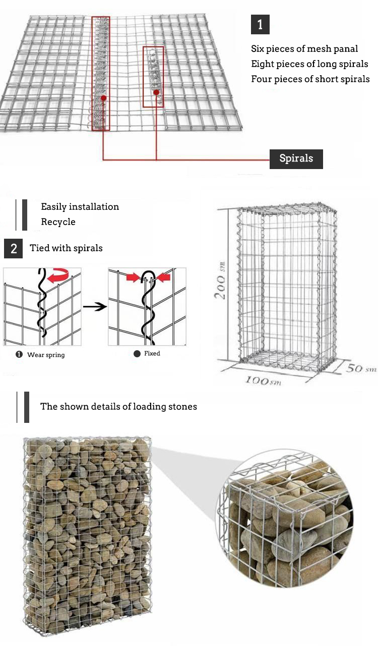 2 Cells Heavy Duty Welded Gabion Box Sizes 2x1x1m