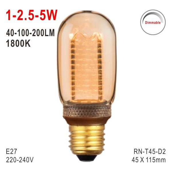 Quality T45 Bulb, LED Deco Bulb, E27 Bulb, Fashionable Glass Bulb, Warm White LED Candle, Dimmable Bulb for sale