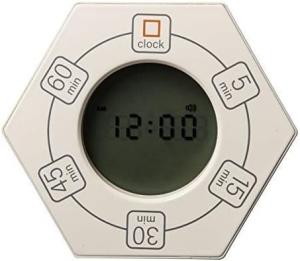 China A stylish and innovative digital timer desktop Hexagonal rotating productivity timer with clock wholesale