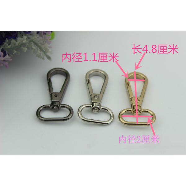 Custom-made zinc alloy metal gold 13 mm round & 20 mm oval eye bolt snap hooks with hanging plating