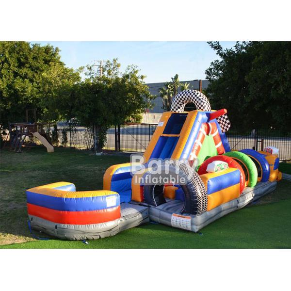 Commercial Inflatable Obstacle Course For Kids / 30 FT Racing Wet Day Obstacle Course