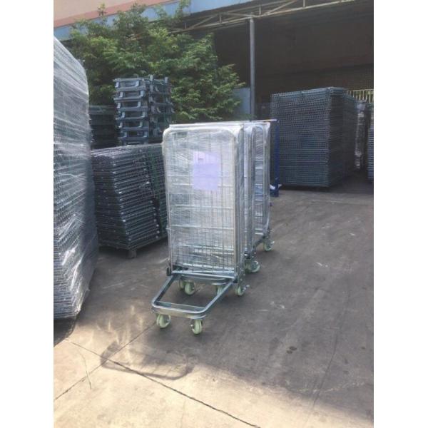 Metallic Folding Roll Cage Trolley Bright Electro Zinc Plated Finish