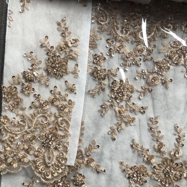 High Quality Easily Customizable Luxury 3D Sequin Beaded African Embroidery Lace Fabric for Girls Women's Dress Party Dress