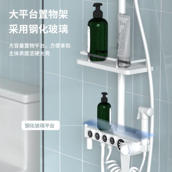 Polished White Brass Wall Mounted Rain Shower With Four Functions