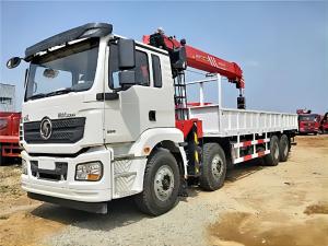 China 375hp Crane Cargo Truck Truck SHCMAN H3000 8x4 Eurov Mobile Crane Truck wholesale