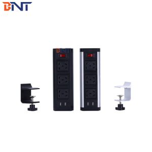 Horizontal column multimedia clamp on desk power socket box