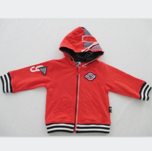 Quality Autumn Red Cute Baby Boy Jackets Long Sleeve Cotton Fleece Hooded for sale