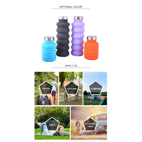 BPA Free Reusable Silicone Folding Water Bottle