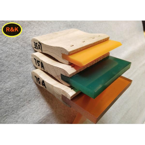 Yellow Screen Printing Squeegee Blades Wooden Handle 75A 40cm Length