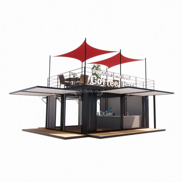 Shop 20ft Park BBQ Container Mobile Portable Assembly Coffee Bar Wooden House with 50/75/100mm Wave Sandwich Panel Walls