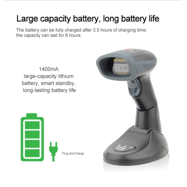 Wireless Bluetooth 1D 2D QR Code Barcode Scanner With Charging Base