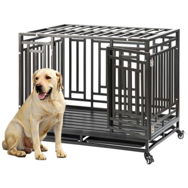 DIVTOP Double Door Wire Dog Crate,Professional High Quality Metal Dog Kennel High Duty Large Animal Dog Cage.
