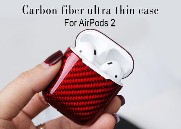 Quality Logo Printed Shockproof Apple Airpods Real Carbon Fiber Case for sale