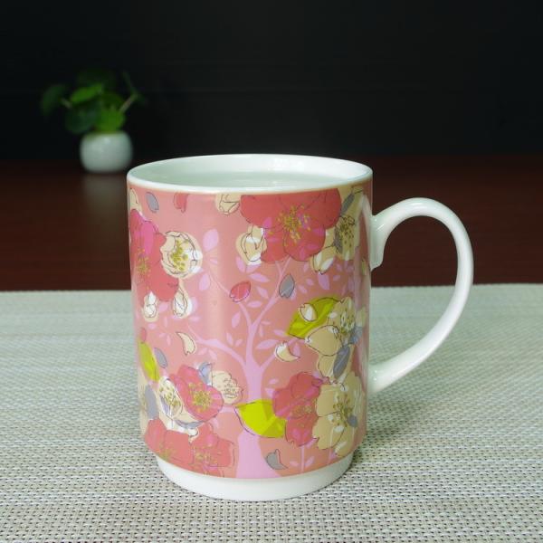 White Porcelain Color Changing Coffee Mug , Spring Flowers Mugs
