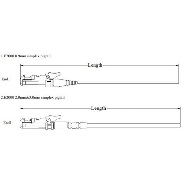 Telecommunication 2.0mm APC UPC Fiber Optic Pigtail E2000