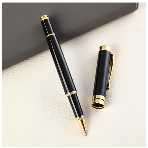 Custom Logo Printing Black White Slim Metal Ball Point Pen for Customized Color Gift