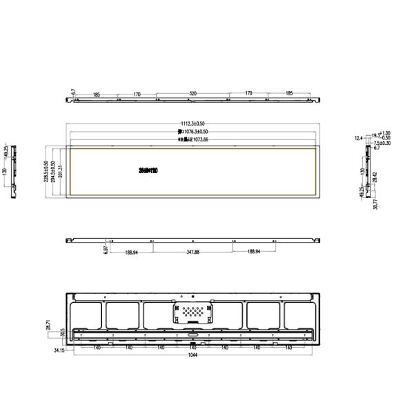 43Inch Stretched Bar Display 3840X720 High Brightness 700nits P430KVN01.0 For Metro Application