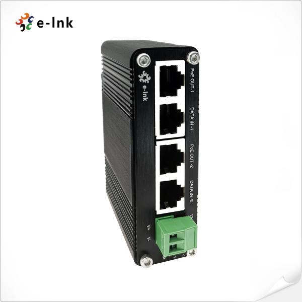 Quality PoE Injector Adapter Industrial 2 Ports Gigabit 802.3at DIN Rail PoE Power Supply for sale