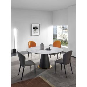Round Functional Ceramic Marble Dining Table With Stainless Steel Legs
