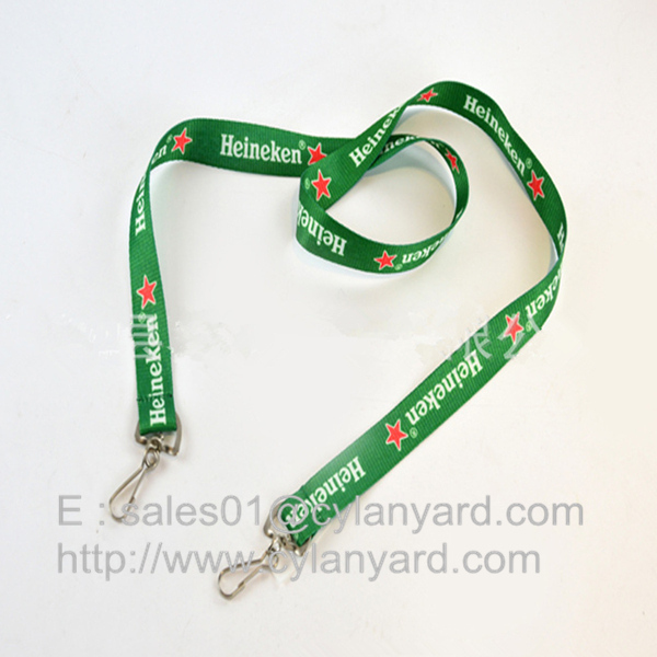 printed polyester lanyard with double end J hook