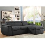 L-Shaped Sectional Sleeper Sofa with Pull-Out Bed and Adjustable Headrests and