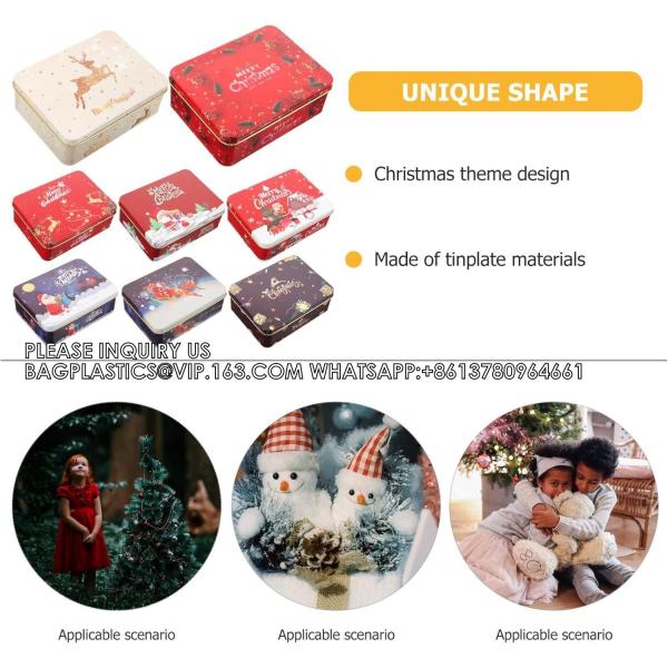 Tin Boxes Mixed Patterns Holiday Tinplate Boxes Greeting Gift Card Holder Metal Decorative Boxes Christmas Cookie Tin