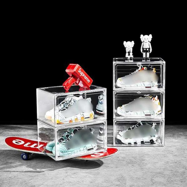 Quality Stackable Drop Front Clear Plastic Shoe Container Clear Transparent for sale