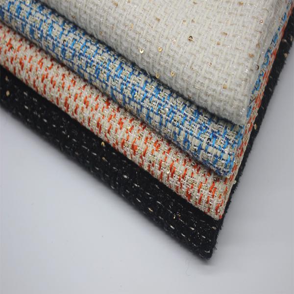 Stock a Roll Wholesale Luxury New Design 100 Polyester Yarn Dyed Tweed Fabric for Autumn and Winter Women's Coat Clothing