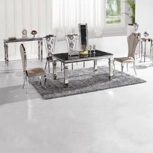 China Marble Luxury Modern Dining Tables Prismatic Table Leg 8 Seaters Home Furniture Silver wholesale