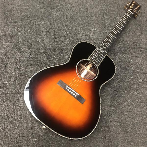 Quality Custom O Body 39 Inch Abalone Binding Sunburst Color Acoustic Guitar Accept Guitar, Amp, Pedal OEM for sale