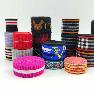 China 2 - 8 cm Custom Letters Jacquard Logo Colors Woven Elastic Band Webbing for Garment Clothing Apparel Accessories wholesale