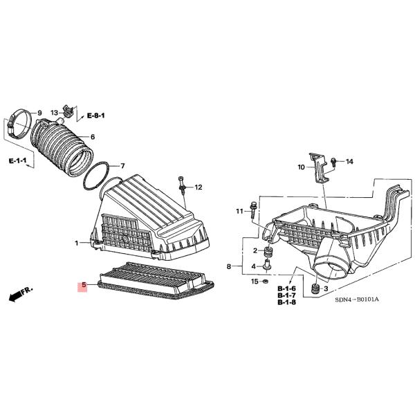 Honda Accord Air Cleaner Car Engine Filter 17220 RCA A00 Length 328 Mm