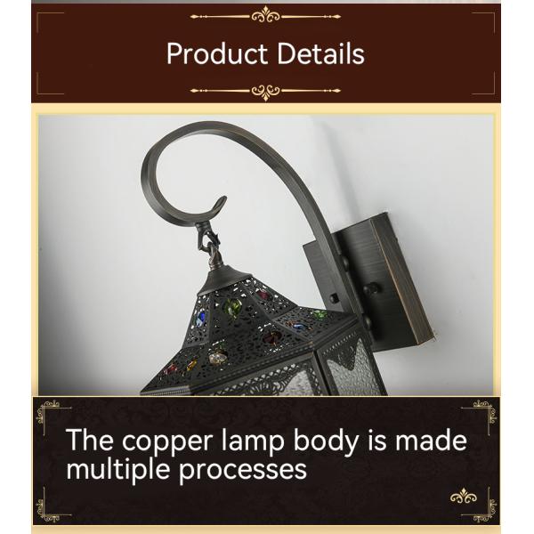 Waterproof Decorative Black Copper Wall Light With 80 Lamp Luminous Flux