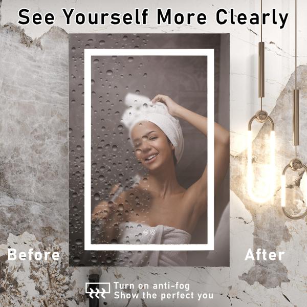 Personalized LED Mirror Medicine Cabinet Shatter Resistant Easy Maintenance