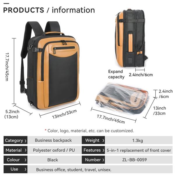 Water Resistant Anti Theft Business Custom Travel Backpack with USB Charging Port