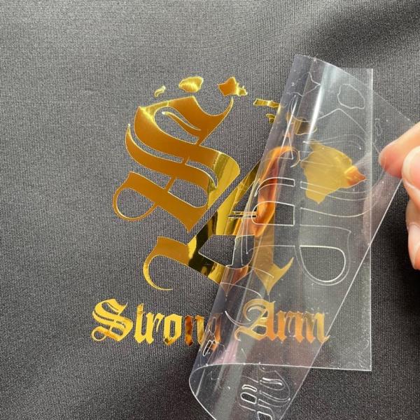 Cold Peel Metallic Heat Transfer Off Shine And Brilliance Gold Foil Logo For Clothing