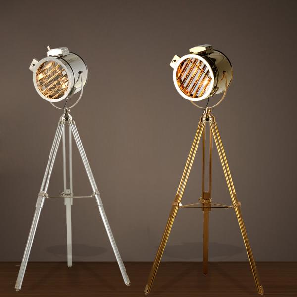 Nordic American Retro Tripod Floor Lamp Silver Golden Wooden Industrial vintage floor lamp(WH-VFL-04)