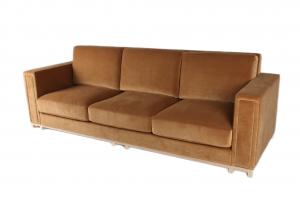 China Orange Velvet Home Living Room Sofa 3 Seat Solid Wood Frame on sale