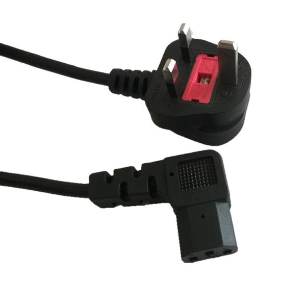 European cordset with angled C13 connector, UK AC power cord