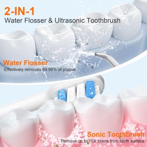 Factory Price Newest Led Lpx7 Cordless Power Floss 2 in 1 Water Flosser and