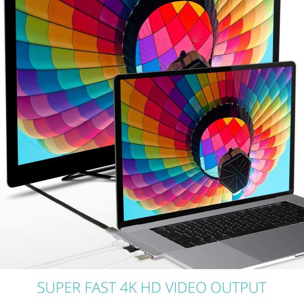 USB C Hub Adapter 7 in 1 Dual Type-C Docking Station Thunderbolt 3 Hub for 2016/2017 MacBook Pro with 100W PD charging