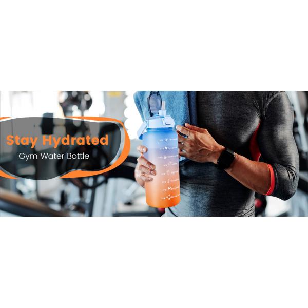 3 PCS Water Bottles With Straw 10oz 32oz 64oz Motivational Sport Water Bottles With Time Maker Leakproof Half Gallon 2L Water Jugs