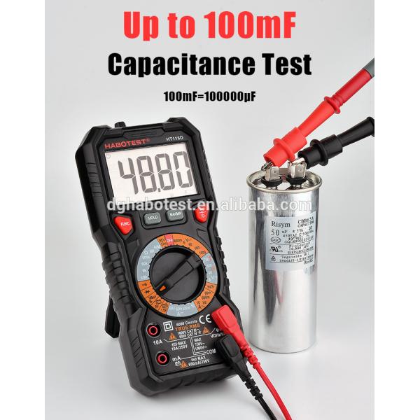 10A 6000 Counts Handheld Digital Multimeter , 750V Capacitance Test Multimeter