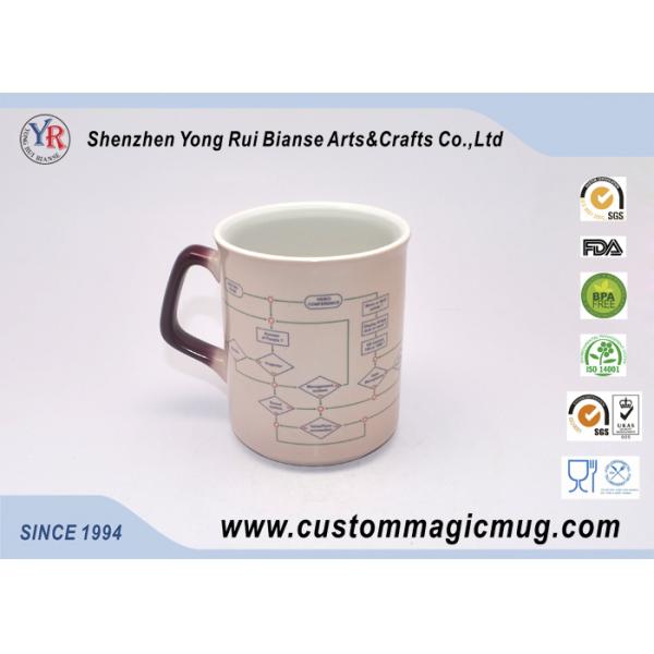 Dark Red Heat Sensitive Color Changing Mugs , Handle Temperature Color Changing Cups