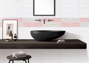 China 3''X12'' Ripple Surface Bathroom Wall Tiles Pink White Green on sale